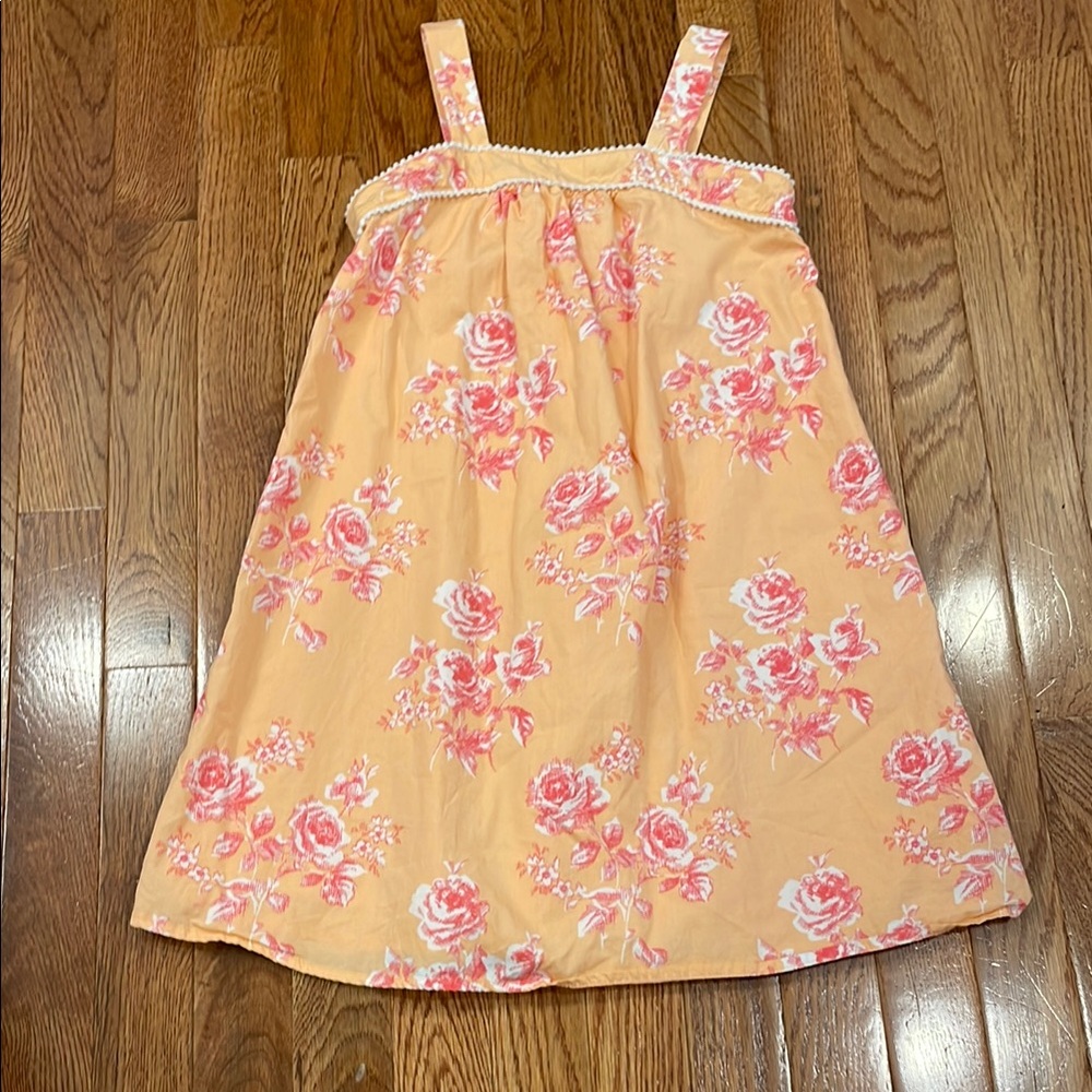 Janie and Jack Peach and Pink Floral Dress size 8 EUC